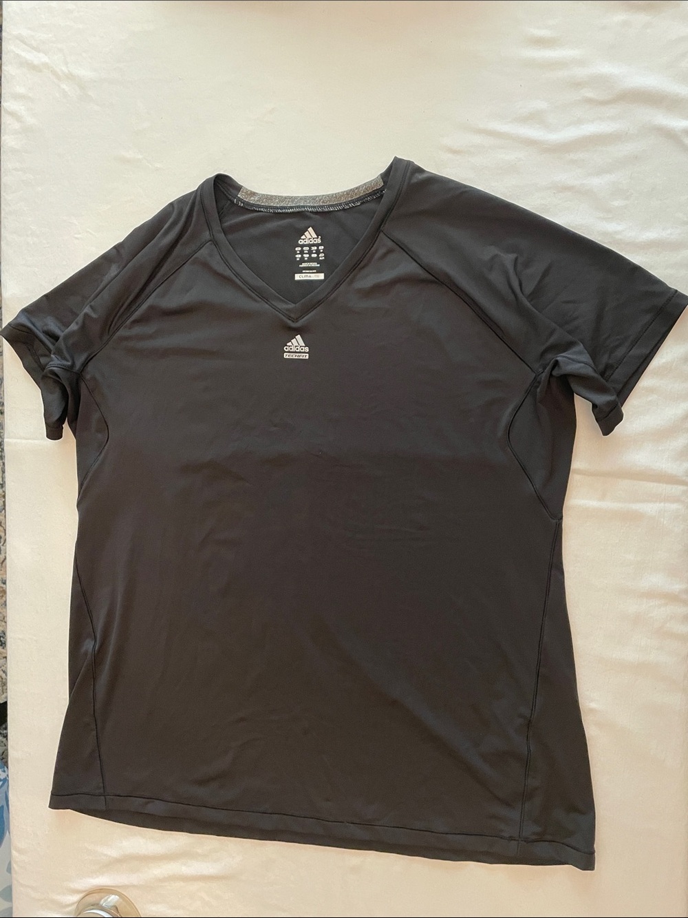 adidas Black V-Neck Climalite Techfit Training Tee
